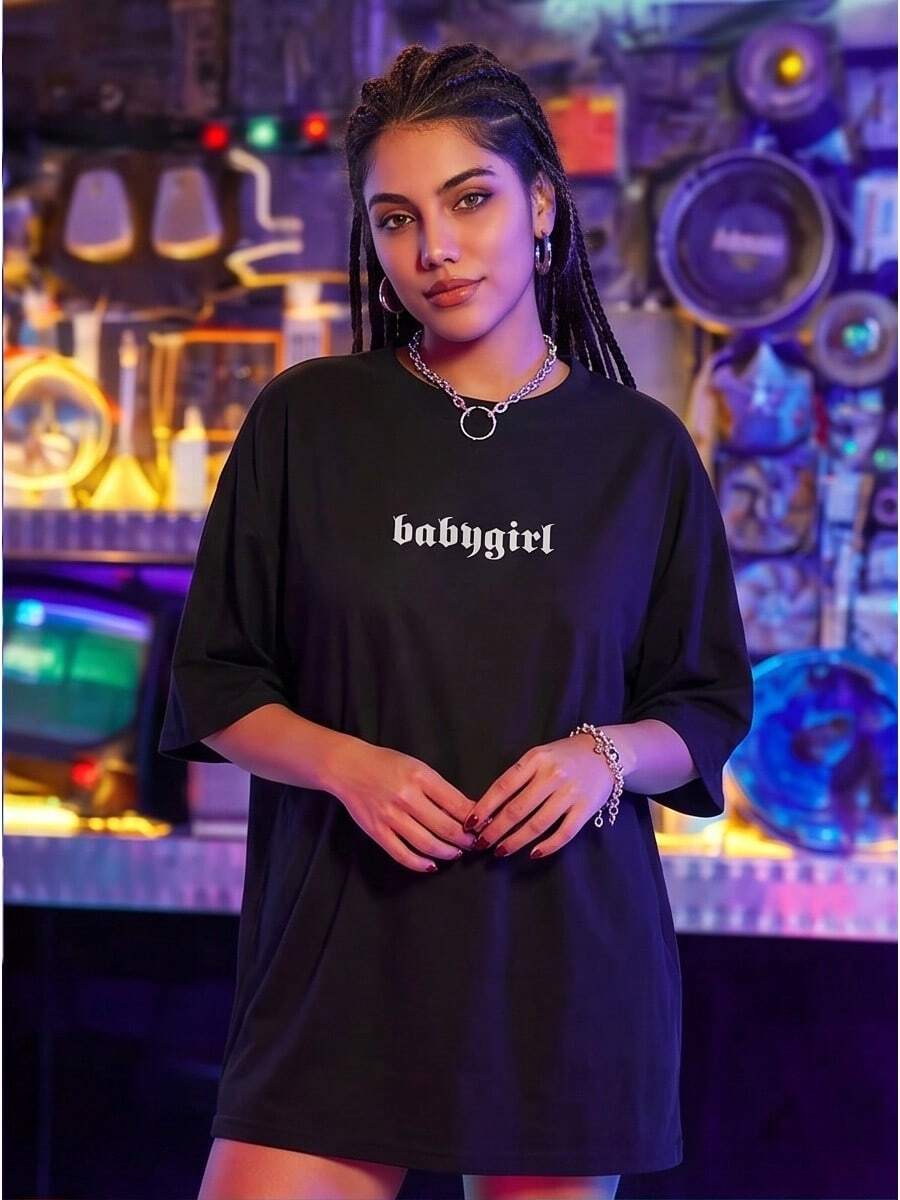 Women Versatile Basic Soft Cool Pattern High-End Casual Layering Top Fast Local Delivery - 黑色 - 查看 1