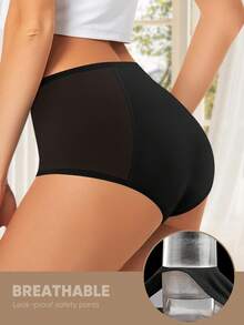 MIOTAN 1pc Women's Triangle Panties Period Underwear, Moisture-Wicking, Sweat-Proof, Breathable Mesh - Black - View 4