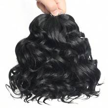 HONG SHI JIA Rambut Crochet Ocean Wave 8 inci terbuat dari serat sintetis berkualitas tinggi untuk rambut kepang keriting gelombang dalam suhu rendah. - MultiWarna - View 4