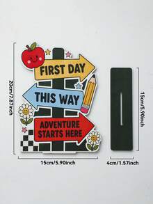 1pc Back To School Season Desktop Stand Up Sign Apple Road Sign Design Fun Multi Color Printed Desktop Ornament Suitable For Classroom Home Teaching Back To School Party Desktop Center Decoration Gift - D - View 11