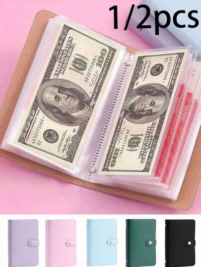 Dompet Pendek Wanita 1/2, Dompet Mini Warna Polos, Dompet Koin Korea Netral, Dompet Kecil Kulit PU Wanita Tempat Kartu, Dompet Multifungsi Portabel Kreatif dengan Karet Elastis, Desain Retro, Hadiah Natal.