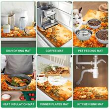 1pc Pumpkin Pattern Diatomaceous Earth Kitchen Drain Mat, Quick-Drying Absorbent Non-Slip Coffee Machine Mat And Dish Drying Mat, Suitable For Kitchen Countertop, Dining Table And Autumn Home Decor - Multicolor - View 7