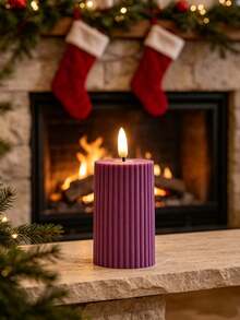 Holiday Atmosphere Hot-Selling Purple LED Simulated Electronic Candle Striped Gear-Shaped Simulated Candle Holiday Atmosphere Decorative Light Gift Suitable For Multiple Scene Display - Purple Gear - View 8