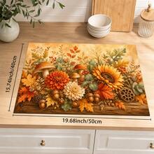 1pc Autumn Floral Harvest Pattern Diatomaceous Earth Kitchen Dish Drying Mat, Fast-Absorbing Quick-Dry Non-Slip Dish Drying Mat & Coffee Machine Mat, Suitable For Kitchen Countertop, Dining Table And Thanksgiving Home Decor - Multicolor - View 10