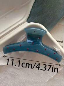 3/1pc Women's Blue Polka Dot Series Fashion Versatile Plastic Hair Clip For Showering, Face Washing, Beach, And Outfit Matching - Multicolor - View 2