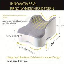 Kniekissen aus Memory-Schaum, stützend und atmungsaktiv, zwischen den Beinen, Kniestütze aus Memory-Schaum für Seitenschläfer, sorgt für Kniefreiheit für die richtige Ausrichtung, ideal für Komfort während der Schwangerschaft und Schwangerschaft - Grau - Übersicht 4