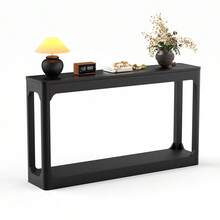Curved 140cm Long Side Table With Storage, A Two-Tier Storage Table To Place Behind The Sofa, For The Area Behind The Sofa, The Entryway, The Hallway And The Corridor. Black - Black - View 1