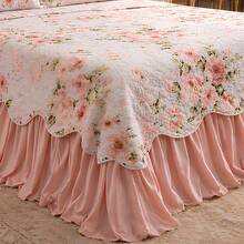 QUEEN Cobre Leito BELIZE com Porta Travesseiros 3 Peças – Colcha Floral Premium Exclusiva Macia - Buque - Visão 3