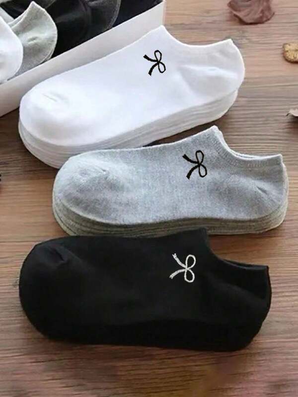 15/9/3/1 Pair Women's Bow Low Cut Invisible Socks, Cute Minimalist Design, Comfortable, Soft, Breathable, Unisex, Suitable For Spring And Autumn Wear Short Socks