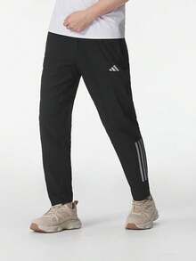 Adidas 新款男子運動褲跑步衛褲梭織直筒快乾透氣長褲休閒褲 - 黑色 - 查看 1
