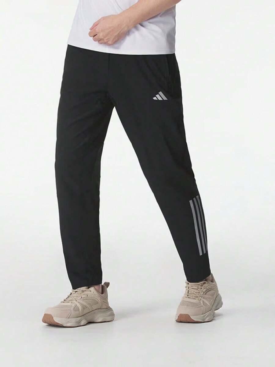Adidas 新款男子運動褲跑步衛褲梭織直筒快乾透氣長褲休閒褲 - 黑色 - 查看 1