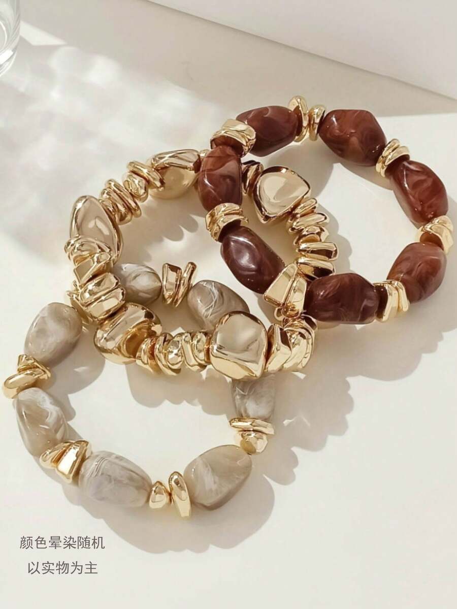1pc Niche Design Asymmetrical Versatile Casual Minimalist Elegant Tie-Dye Random Layered Bracelet - Multicolor - View 1