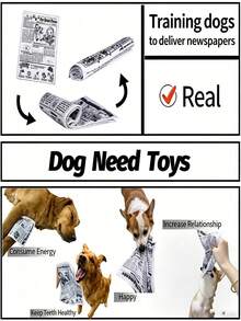 1个趣味狗狗咀嚼报纸玩具，快乐小狗适用，适合所有犬猫 - 沙沙作响的报纸玩具，适合小型/中型/大型犬，布艺玩具，缓解无聊和焦虑，可水洗宠物玩具，无需电池，完美的宠物礼物 - 彩色 - 查看 7