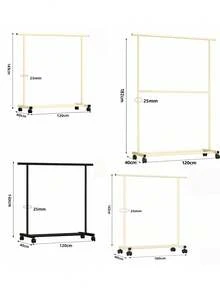 2-Tier/1 Tier Rolling Clothes Rack With Wheels, Large Capacity Double Rod Clothing Rack On Casters,Heavy Duty Metal Garment Rack With Bottom Storage Shelf, Freestanding Clothing Organizer For Bedroom Laundry Room,Easy Assembly - Multicolor - View 6