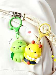 Cute Pun "Turtle-Bestie" (Turtle-Bee) Magnetic Keychain, Adorable Turtle & Bee Pendant, Suitable For Bags Or Car Keys, Holiday, Daily, Gift - Multicolor - View 5