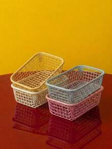 1 giỏ đựng bằng dây kim loại màu kem, ống cắm bút lưới rỗng, khay sắp xếp văn phòng phẩm đa năng tối giản, lưu trữ để bàn, bộ đa năng phù hợp cho đồ dùng học tập, văn phòng, học sinh, quay lại trường và đồ dùng học tập - Nhiều màu - Xem 2