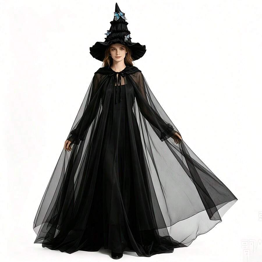 Halloween Hat And Cape Costume Set-Suitable For Birthday Parties, Cosplay, Masquerades, Halloween, Carnivals, And Dress-Up Events.