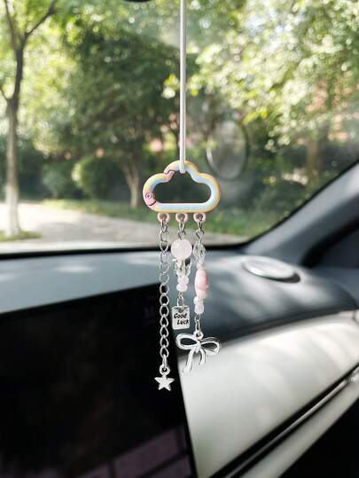 Adorno colgante de coche con forma de nube linda, cadena colgante para coche, colgante para coche, decoración del espejo retrovisor, regalo perfecto, accesorio interior de coche para mujeres