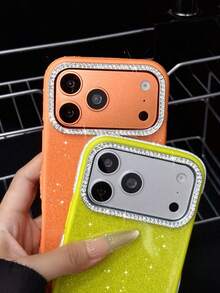 New Luxury Blingbling Glitter Rhinestone PC Phone Case Compatible With IPhone 18 Pro Max 18 Pro 17 Pro Max 17 Pro 17 16 Pro Max 16 Pro 16 15 Pro Max 15 Pro 15 16 Plus 14 Pro Max 14 Pro 14 13 Pro Max 13 Pro 13 12 Pro Max 12 Pro 12 11 Pro Max 11 Camera Shockproof Protection Cover - Orange - View 3