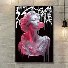 1 Stück schicker rosa Mädchen Luftballons Leinwand Wandkunst Muster, moderne flüssige Wanddekoration für Wohnzimmer Küche Poster für Zimmer, für Kunstliebhaber Heimdekoration Enthusiasten, perfektes Geschenk für Einweihungsparty, Zimmerdekoration Ästhetik, optionaler Rahmen. - Mehrfarbig - Übersicht 10