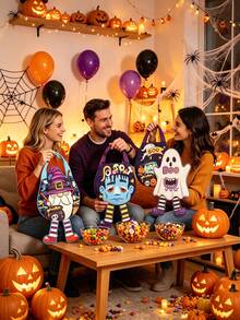 Halloween Candy Trick Or Treat Bag, Ghost Pumpkin Goblin Non-Woven Fabric Tote Gift Bag, Trick Or Treat Snack Bag, Holiday Party Decoration Gift Bag, Children's Halloween Snack Gift Storage Bag - Tote Bag - View 3