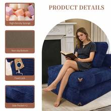 Modern Single-Seater Sofa With Integrated Storage And Elegant Tassel Details For A Cozy Home Space - 藍色 + 法蘭絨 - 查看 10