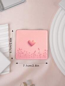 1PC Millennium Y2K Series Portable Vanity Mirror, Foldable Lightweight Ultra-Thin Convenient Hand Mirror, PU Leather, Suitable For Multiple Scenarios And All People, Foldable Square Mirror, Pocket Mirror, Cartoon Minimalist Heart Letter Pattern Design, Exquisite And Delicate, Easy To Carry, Handheld Makeup Mirror, 180° Flip Cover, Multi-Functional - Multicolor - View 4