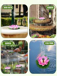 1pc Solar Powered Lotus Fountain Combination Design (No Light), Solar Fountain Bird Bath Pump, Garden Decor, Pond, Swimming Pool, Christmas Halloween Outdoor Decoration - Multicolor - View 5