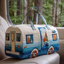 2D Printed Camper Bus Weekender Travel Tote,Travel Beach Bag,Spacious Lightweight Durable Duffle Bag,Overnight Carry Bag For Women,Travel Must-Have - Multicolor - View 4