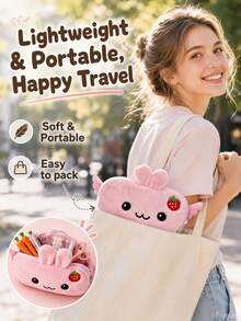 2 Stück/Set süße Kaninchen oder Erdbeere geformte Federtasche mit 1 Stück Karotten Stifthalter, Multifunktions Kosmetiktasche/Organizer, ideal für Schule, Büro, Abschlussgeschenk, Schmuckbox, Geburtstagsparty Geschenk - Übersicht 4