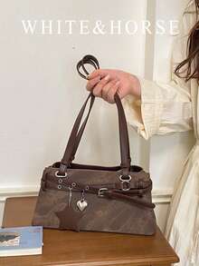 Bolso de axila premium para mujer, nuevo este año, bolso baguette de lujo ligero de nicho, bolso de hombro para ir al trabajo, bolso de hombro vintage - Café - Ver 1