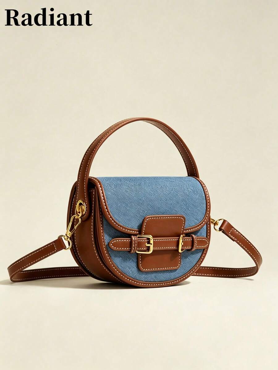 Premium Texture Saddle Bag, Vintage Patchwork Handbag, 2025 New Casual Versatile Crossbody Bag