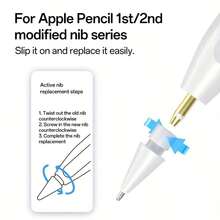 Kompatibel dengan Stylus Generasi ke-1 dan ke-2, Ujung Apple Pencil, Ujung Konversi Tanpa Kertas, Ujung Jarum, Ujung Tulis dan Gambar Tahan Aus, Komponen Pengganti Peredam Anti-Selip, 2 Buah/Set Ujung 6 Buah - MultiWarna - View 6