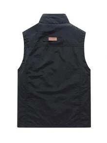 Men's Spring/Autumn Casual Fashion Vest Outdoor Hiking Minimalist Jacket - Black - View 3
