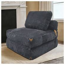 Modern Single-Seater Sofa With Integrated Storage And Elegant Tassel Details For A Cozy Home Space - 灰色+絨布 - 查看 1