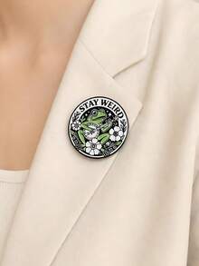 Stay Weird Frog Brooch – Cute Banjo Playing Frog Floral Enamel Pin For Bag Jacket Accessories Gift - Multicolor - View 9
