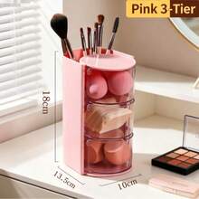 Rotating Multi-Layer Transparent Hair Accessory Storage Box | Dust-Proof Plastic Material, Rotating Design, Transparent Visible | Desktop Storage, Makeup Brush Organizer, Art/Handicraft/, Hair Clips/Hair Bands/Hair Ties, Christmas/Valentine's Day/Birthday Gift | Hair Accessory Storage Box - View 8