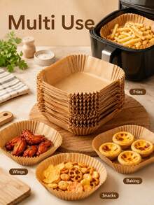50/100/200 Square Disposable Non-Stick Air Fryer Parchment Liners Are Easy To Clean. Practical Kitchen Accessories Fit For Baking And Microwave Cooking, Available For Household, Hotel And Commercial Catering Use. - Multicolor - View 8