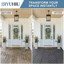 Interlocking Courtyard Deck Tiles Set | 12-Inch Weather-Resistant Plastic Outdoor Flooring | Suitable For Garden, Balcony, Poolside - Diagonal Six-stripes - View 4