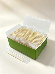 1000pcs/Pack, Individually Wrapped Disposable Bamboo Skewers, Portable Bamboo Skewers, Home Party Bamboo Skewers - Multicolor - View 1