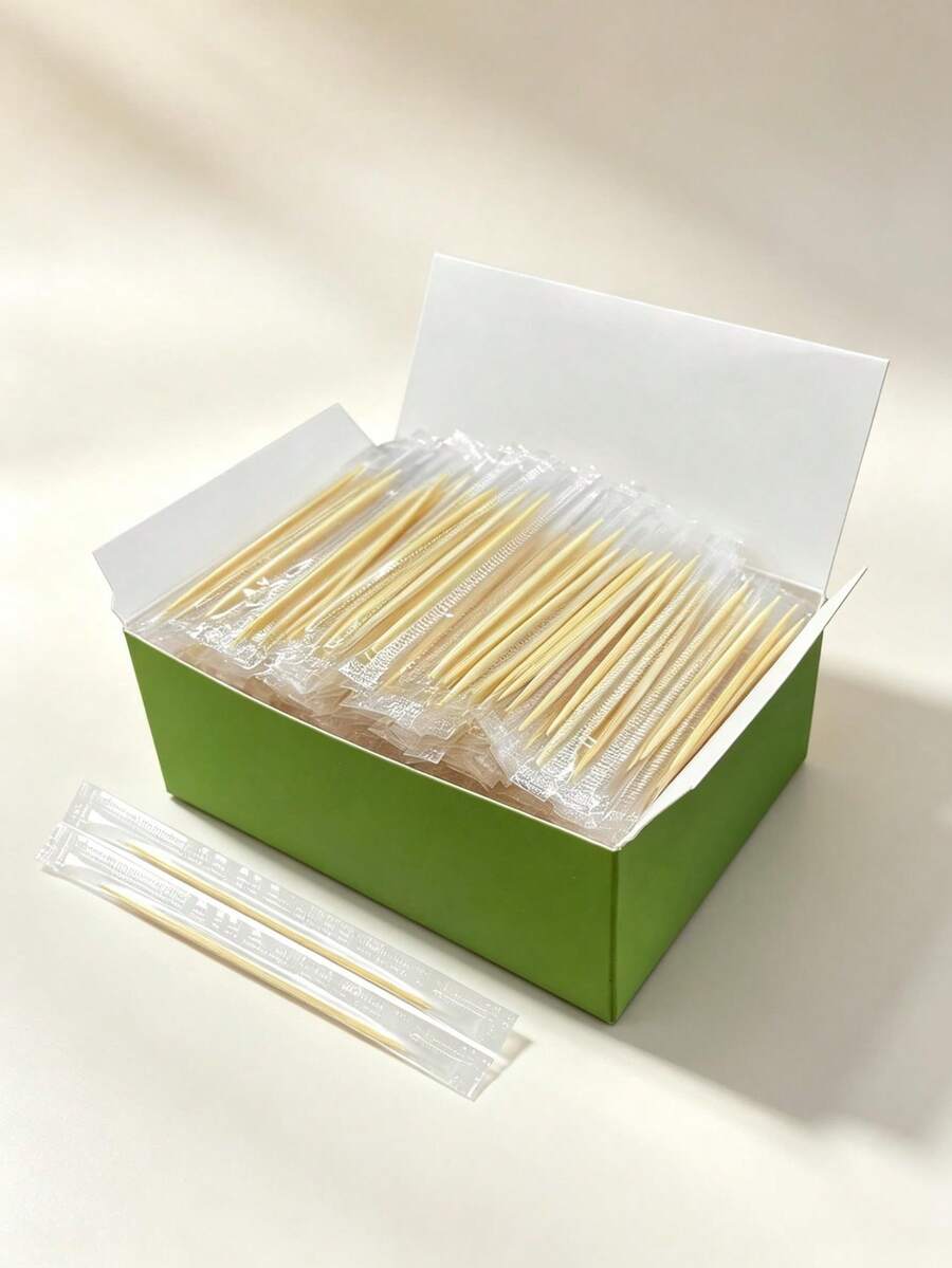 1000pcs/Pack, Individually Wrapped Disposable Bamboo Skewers, Portable Bamboo Skewers, Home Party Bamboo Skewers - Multicolor - View 1