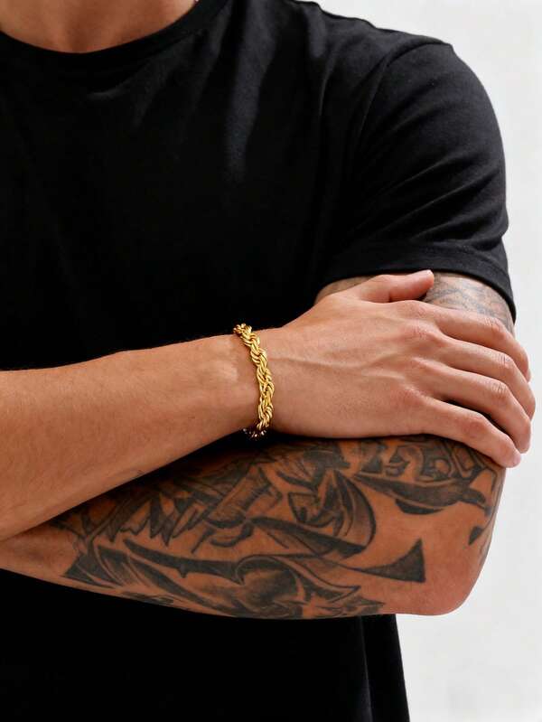 1pc Men's European American Hip-Hop Style Classic Braided Rope Bracelet, Daily Streetwear Multi-Layer Stackable Basic Wrist Accessory, Unisex Jewelry Suitable For Street, Commute And Various Outfits