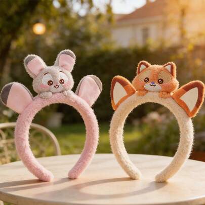 Miniso Băng đô gắn búp bê bông Disney Zootopia, 2 kiểu Judy Hopps & Nick Wilde, phụ kiện tóc bằng bông mềm mịn cho cosplay hàng ngày và tiệc tùng (1 cái)