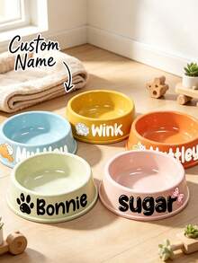 Customizable Plastic Pet Bowl With Pet Name, Suitable For Dogs And Cats, Easy To Clean, Ideal Gift For Pet Memento - Multicolor - View 2
