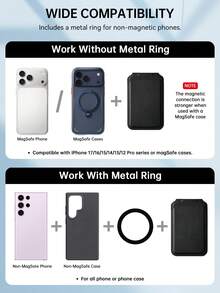 EIGIIS Magnetic Phone Wallet, Magnetic Stand Card Holder, Adjustable Stand With 3-5 Card Slots, Suitable For Daily Use, Modern Wallet Design, Durable Wallet Compatible With All Phones, Magnetic Phone Accessory - Multicolor-2 - View 10