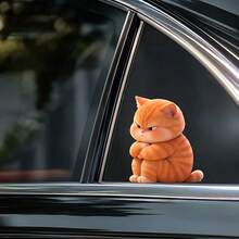 10/6/5/3/2/1pc Cute Grumpy Orange Tabby Cat Stickers Kawaii Ginger Kitten Removable PVC Funny Animal Decals For Car Window Bedroom Luggage Rome Auto Decor Fall Bathroom Decor Halloween Wall Decor - A - View 4