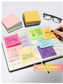 6/12/1pc 3*3 Inch Square Self-Adhesive Sticky Notes, Random Colors, Beautiful Macaron Vibrant Colors, Pure Minimalist Design, High-Quality Thick Paper Material, Strong Adhesion And Firmly Attached, School Supplies - Multicolor - View 6