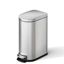 Slim 10L  Metal Bathroom Trash Can With Lid – Step-On Pedal, Soft Close, Removable Inner Bucket, Odor Control – Appropriate For Bedroom, Kitchen, Office - C - View 5