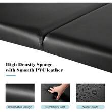 24" Wide 2 Fold Portable Lash Massage Bed, Height Adjustable Wooden Spa Tattoo Facial Table With Face Cradle & Carry Bag, Heavy Duty Salon Equipment Holds 496 Lbs, Black - Black - View 6