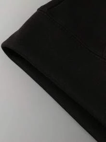 Letter Pattern Design, Stylish Kangaroo Pocket Pattern, Front And Back Print, Men's Comfortable Ever - Black - View 3